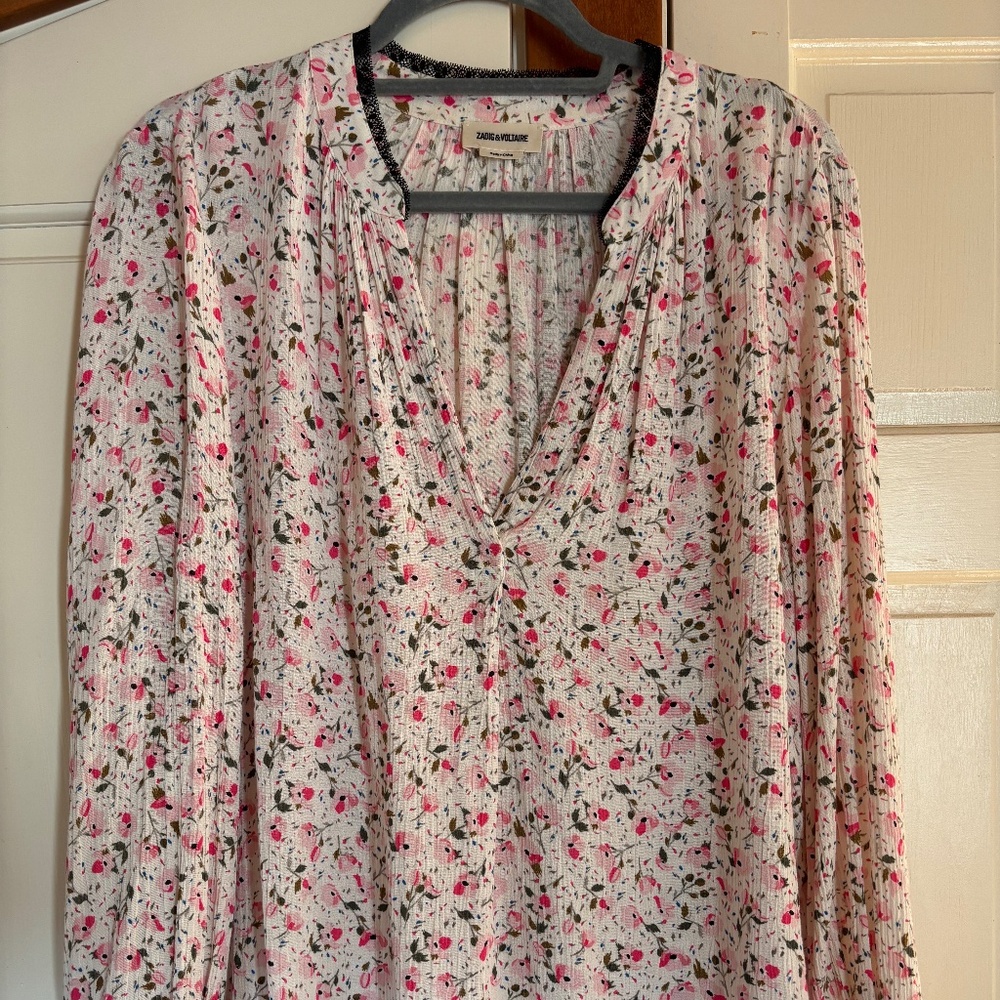 Zadig & Voltaire floral blouse with lace collar